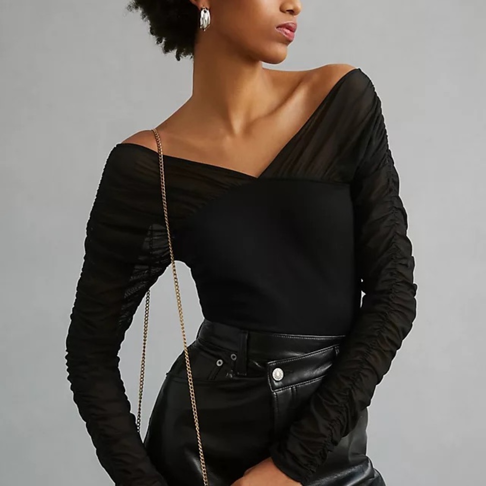 Anthropologie Black Sheer Sleeve